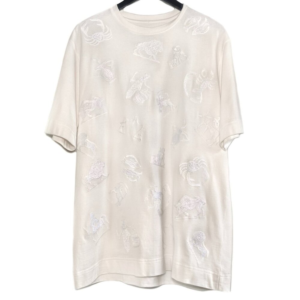 Fendi White Zodiac Signs Astrology Embroideries T-shirt